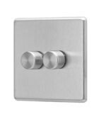 Stainless Steel Arlec Fusion double dimmer switch angle