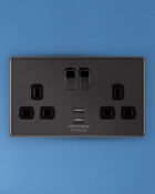 Black Nickel Arlec Fusion USB switch on wall
