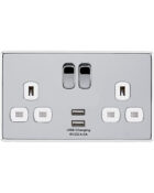 Polished chrome Arlec Fusion USB socket on front