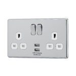 Polished chrome Arlec Fusion USB socket angle