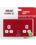 Cherry Red Arlec Rocker USB double socket packaging