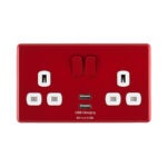 Cherry Red Arlec Rocker USB double socket front