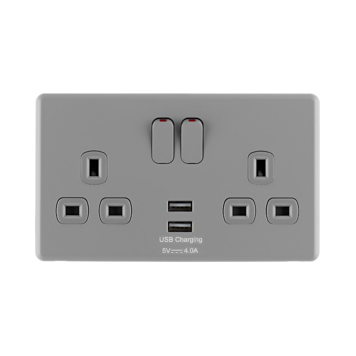X Rocker Plug Socket Arlec Rocker | Stone Grey| 13A 2Gang USB Plug Socket - Arlec UK