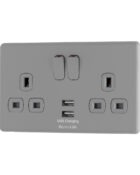 Stone Grey Arlec Rocker USB switched socket angle
