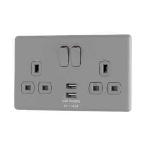 Stone Grey Arlec Rocker USB switched socket angle