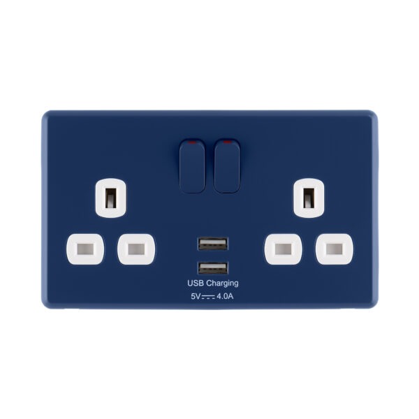 Galaxy Blue Rocker USB Double Socket front