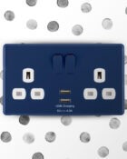 Galaxy Blue Rocker USB Double Socket on wall