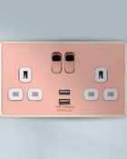Rose Gold Arlec Fusion USB Plug socket on wall