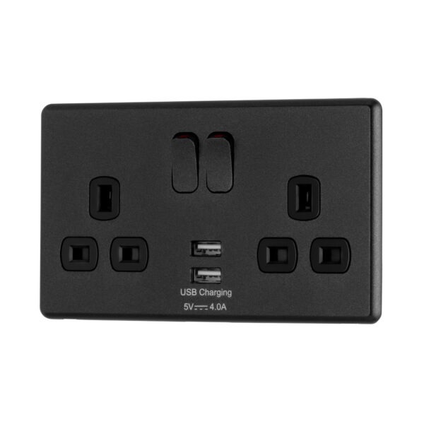 X Rocker Plug Socket Arlec Rocker | Charcoal Grey | 13A 2Gang USB Plug Socket - Arlec UK