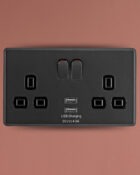 Charcoal Grey Arlec Rocker USB Plug Socket Lifestyle
