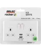 Ice White Arlec Rocker USB Socket packaging