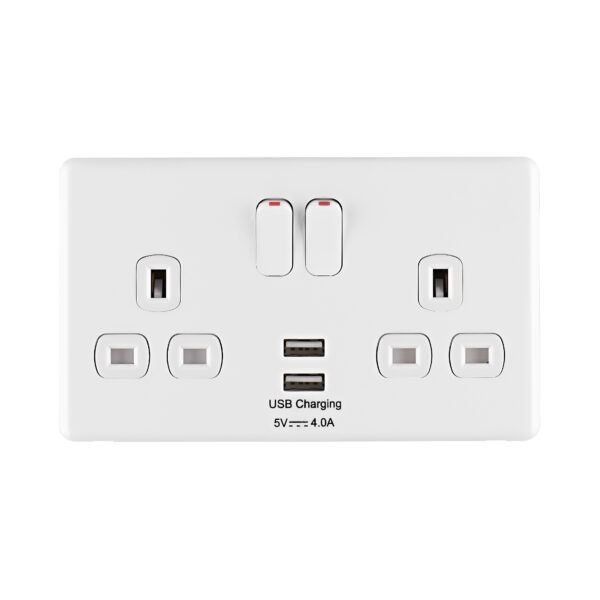 Ice White Arlec Rocker USB Socket front