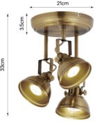 Ditavon spotlight 3 lamp plate antique brass 4