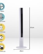 38 Inch Digital Touch Screen Slimline Tower Fan with Remote Control White 2