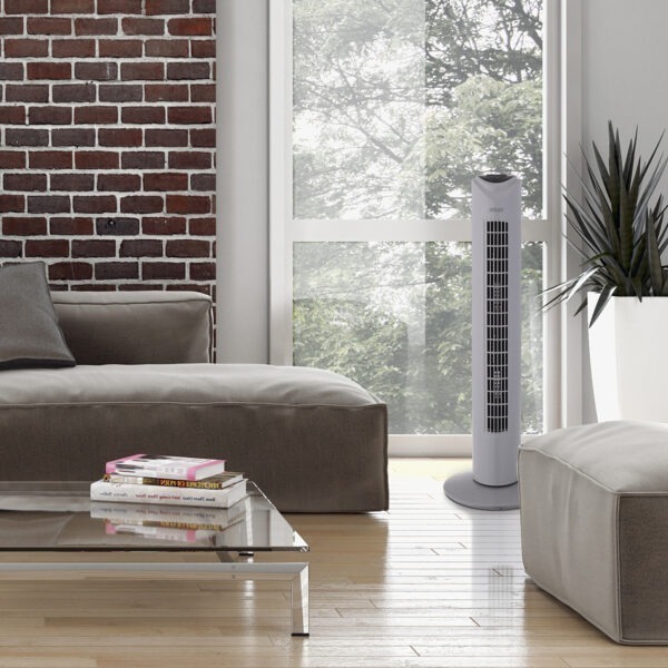 31 Inch Tower Fan Remote Controlled Grey Arlec UK