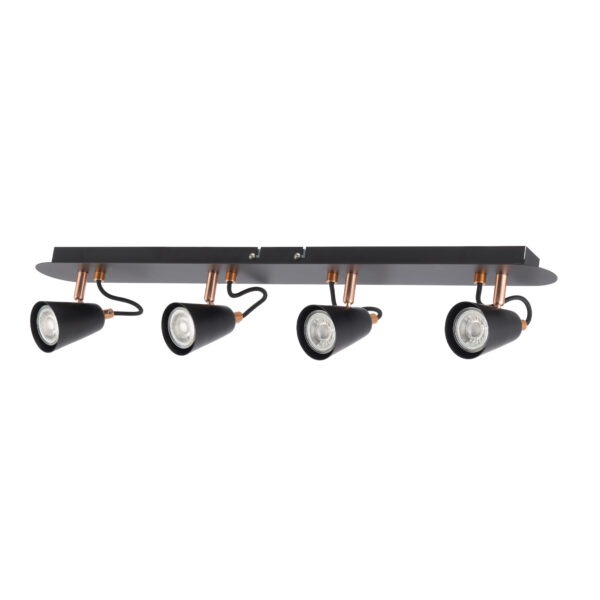 Emma 4 lamp spotlight bar black and copper