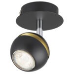 Spotlight curved black and gold Austing single lamp