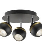 Spotlight curved 3 lamp plate black Austin