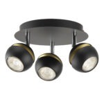 Spotlight curved 3 lamp plate black Austin