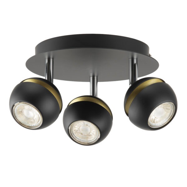 Spotlight curved 3 lamp plate black Austin