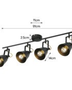 Black spotlight, Abigail 4 large lamp bar_5