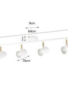 Thorpe spotlight 4 lamp bar white and gold 4