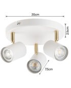 Thorpe spotlight 3 lamp plate white and gold 4