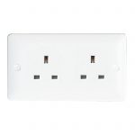 Slim Line Unswitched Socket 2 Gang 13A