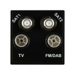 TV, FM & 2 Satellite Socket Module Black