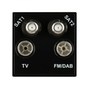 TV, FM & 2 Satellite Socket Module Black
