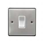 Switch 1 Gang 1 Way 10A Screwed Brushed Stainless Steel