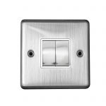 Switch 2 Gang 2 Way 10A Screwed Polished Chrome