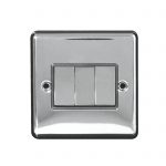 Switch 3 Gang 2 Way 10A Screwed Polished Chrome