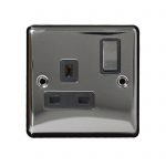 Switched Socket 1 Gang SP 13A Screwed Black Nickel