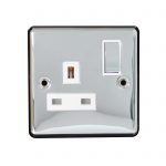 Switched Socket 1 Gang SP 13A Screwed Polished Chrome