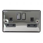 Switched Socket 2 Gang SP 13A Screwed Black Nickel