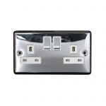 Switched Socket 2 Gang SP 13A Screwed Polished Chrome