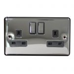 Switched Socket 2 Gang DP 13A Screwed Black Nickel