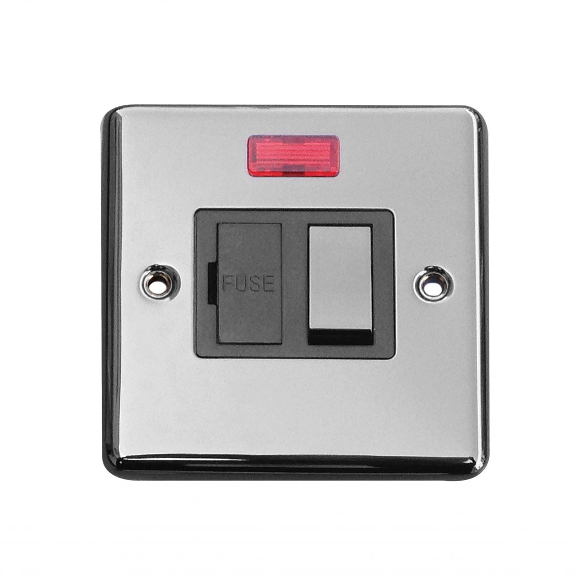 Switched Fuse Connection Unit 13A Neon Screwed Black Nickel Arlec UK