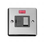 Switched Fuse Connection Unit 13A Neon Screwed Black Nickel