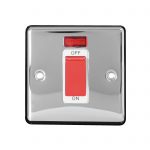 Switch 1 Gang DP 45A Neon Screwed Polished Chrome