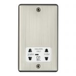 Shaver Socket Screwed 115/230V Brushed Stainless Steel