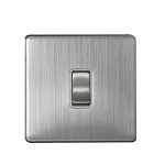 Switch 1 Gang 1 Way 10A Screwless Brushed Stainless Steel