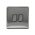 Switch 2 Gang 2 Way 10A Screwless Black Nickel