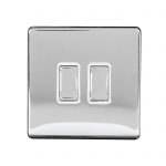 Switch 2 Gang 2 Way 10A Screwless Brushed Stainless Steel