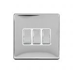 Switch 3 Gang 2 Way 10A Screwless Polished Chrome