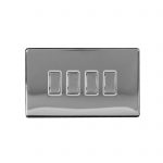 Switch 4 Gang 2 Way 10A Screwless Polished Chrome