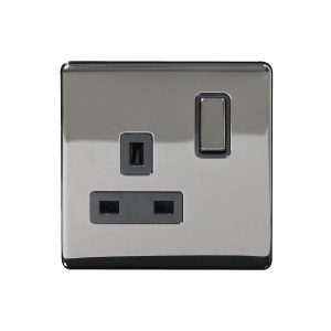Switched Socket 1 Gang DP 13A Screwless Black Nickel