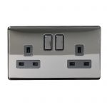 Switched Socket 2 Gang DP 13A Screwless Black Nickel
