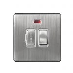 Switched Fuse Connection Unit 13A Neon Screwless Brushed Stainless Steel